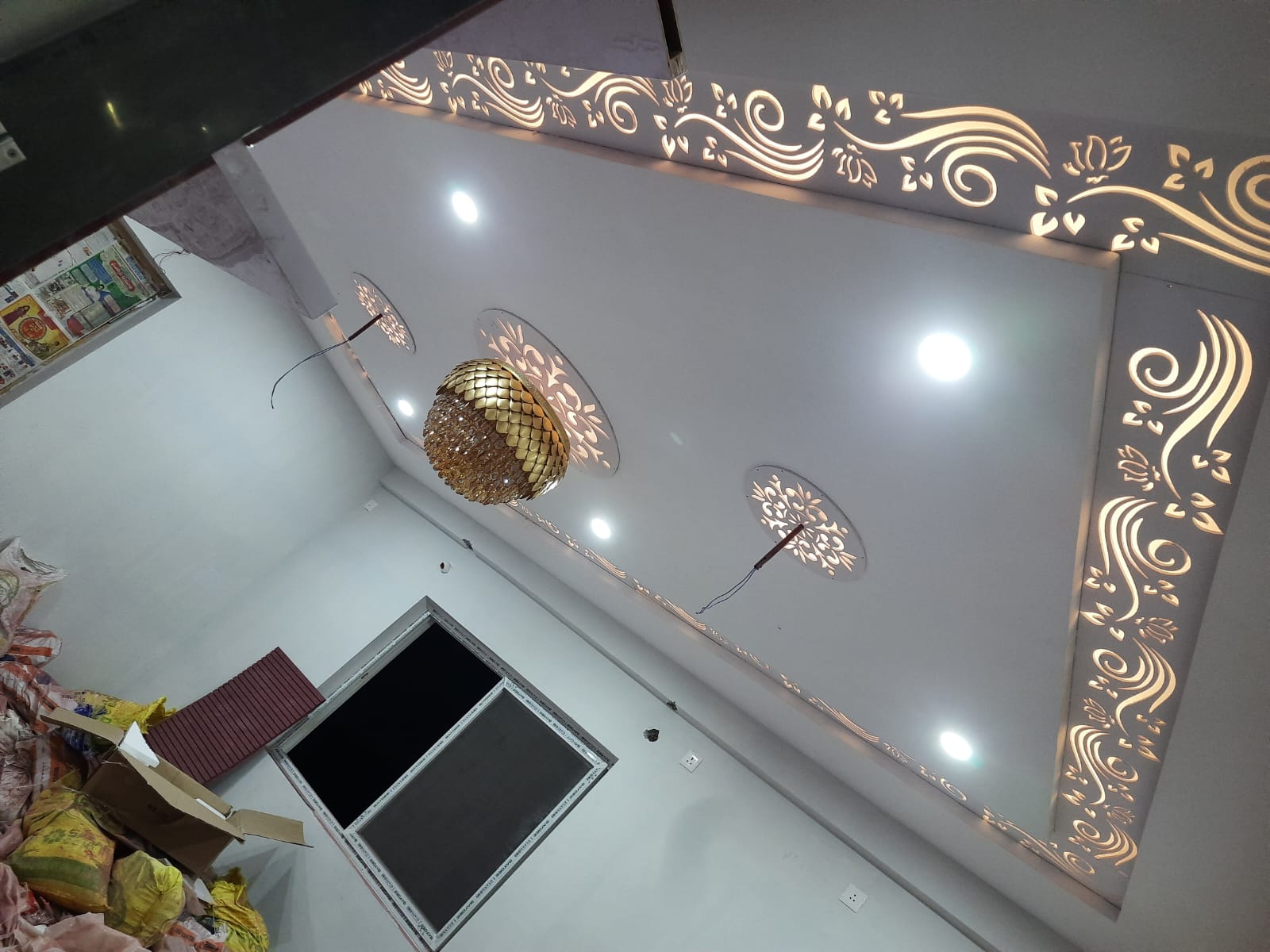 Designer POP ceiling with cove lighting in Vizag
