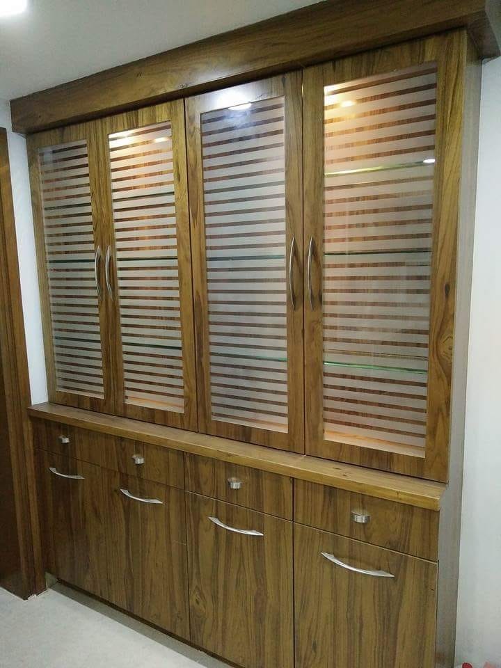 Teakwood crockery unit with glass shutters in Vizag