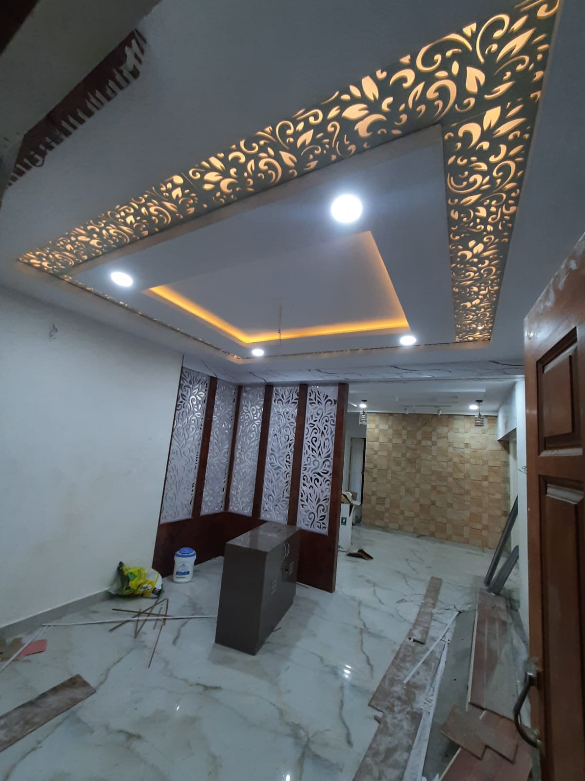 CNC floral border false ceiling with cove light in Vizag